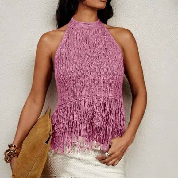 Pink Chic Women's Sleeveless Knitted Top summer vacay - Picture 6 of 7